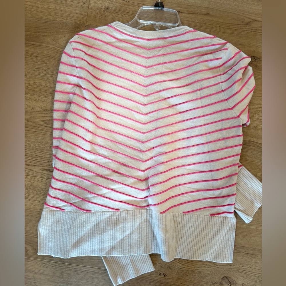 Philosophy Cream and Pink Striped Sweater Sz L - Picture 5 of 6